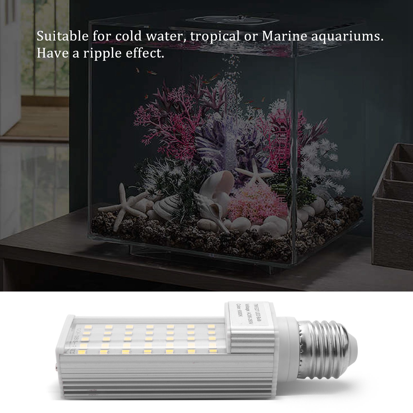 Aquarium Plant Grow Light - A56P-Fishpod Weiße Pflanzen-Aquariumlampe 7W LED-Wachstumslampe für