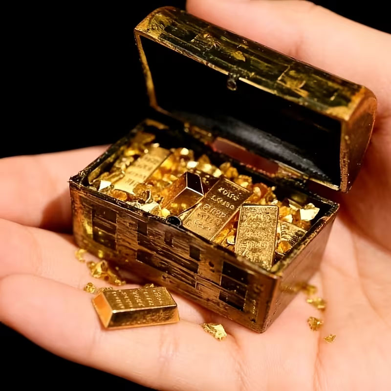 Planted Aquarium Models - 1 Set Mini-Piratenschatztruhen mit Goldmünzen und