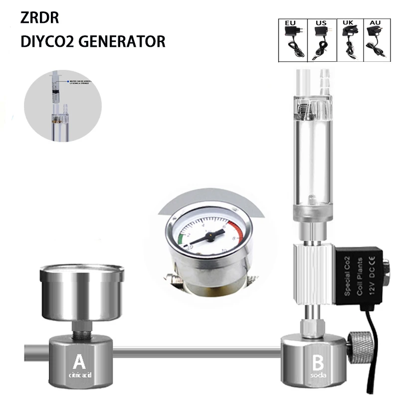 Planted Aquarium Co2 Kit - Aquarium DIY CO2-Reaktor-Generator-System-Kit für Aquarientanks, CO2-Regler,